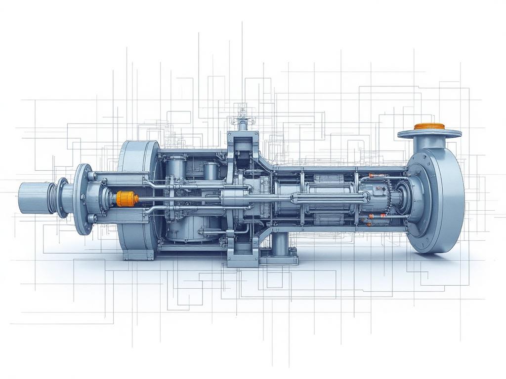 Technical cross-section cutaway of industrial pump